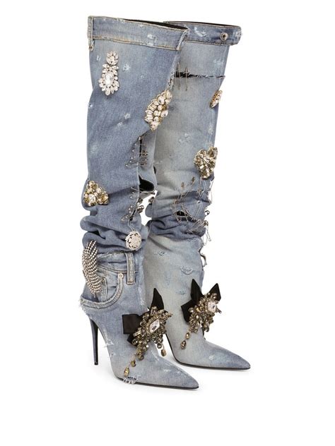 dolce gabbana crystal boots|dolce and gabbana rhinestone boots.